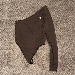 Brown One-Shoulder Bodysuit